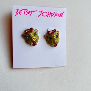 Betsey Johnson Gold Leopard Stud Earrings